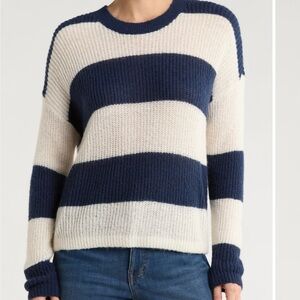 NWT  Madewell  Navy Blue & Cream Rosario Striped Pullover Sweater - M